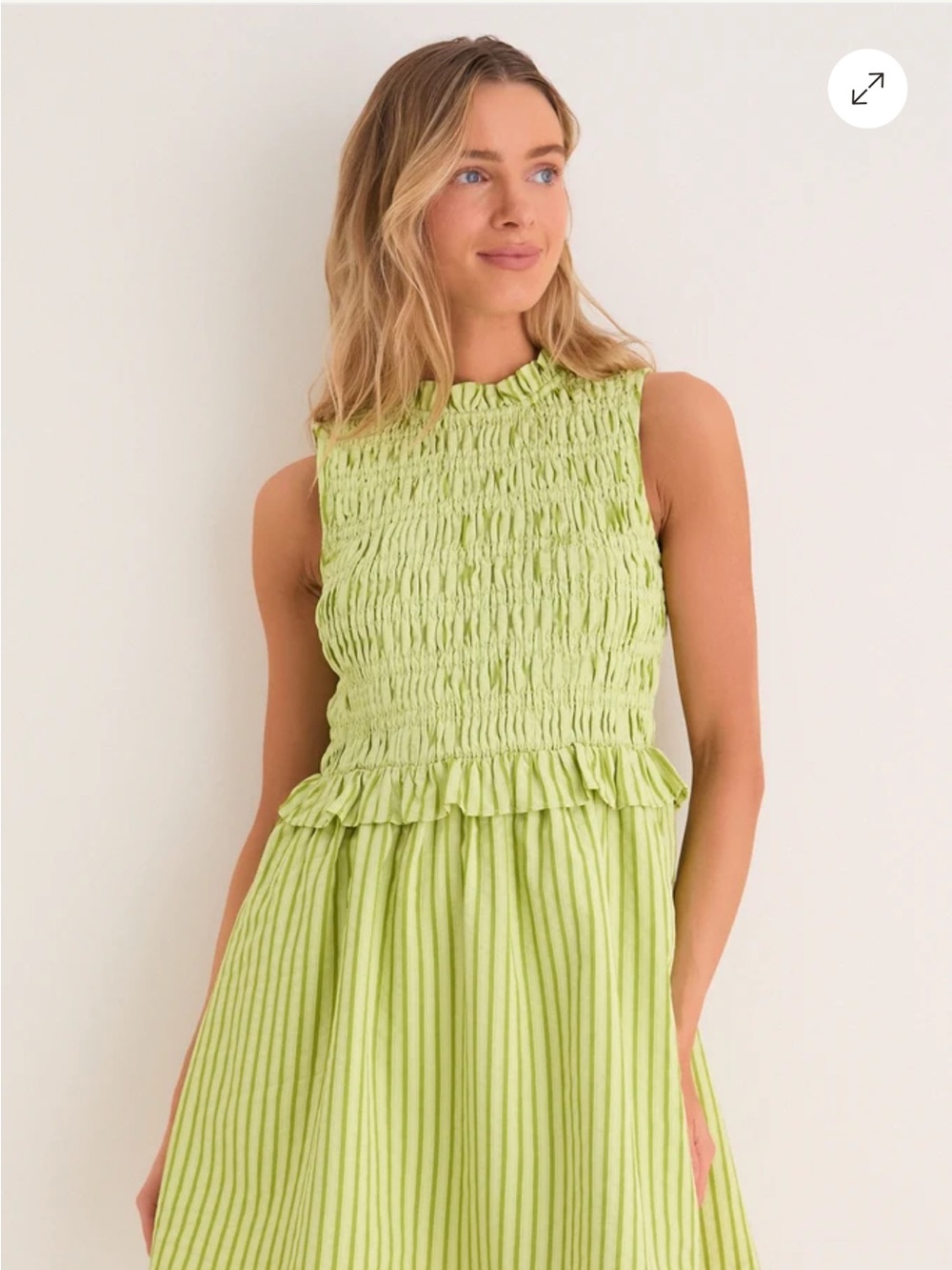 Tuckernuck Lime Green Smocked Sleeveless Midi Dress